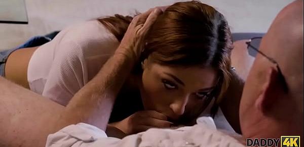 DADDY4K. Red-haired babe doesnt mind having an affair with BFs dad